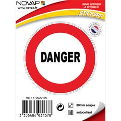 Panneau Danger (texte) - Vinyle adhésif Ø80mm - 4031378 0