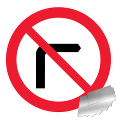 Panneau interdiction de tourner a droite - Alu Ø300mm - 4011295 0