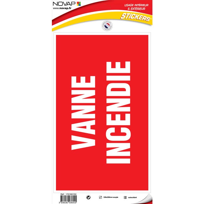 Panneau Vanne d'incendie - Vinyle adhésif 330x200mm - 4036045 0