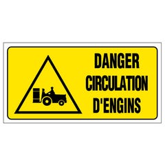 Panneau Danger circulation d'engins - Rigide 960x480mm - 4000466 0