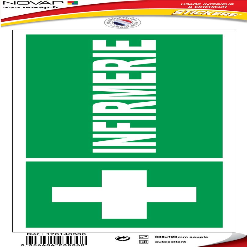 Panneau Infirmerie avec logo - Vinyle adhésif 330x120mm - 4230368 0