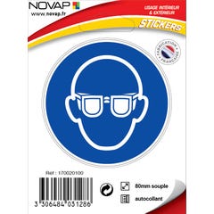 Panneau Obligation porter des lunettes de sécurité - Vinyle adhésif Ø80mm - 4031286 0