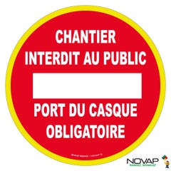 Panneau Chantier interdit au public - Port du casque obligatoire - haute visibilité - Ø 180mm - 4091532 0