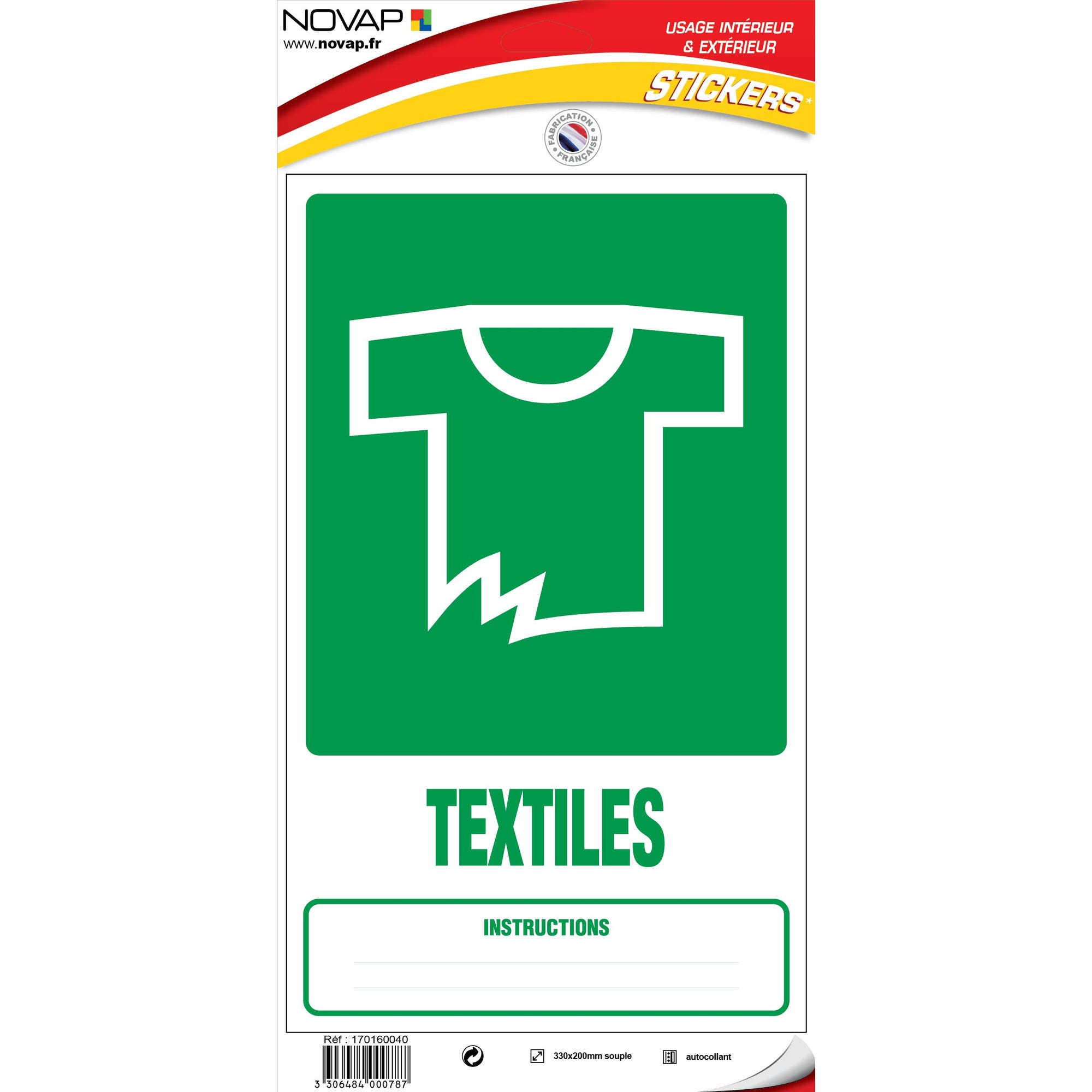 Panneau Dechets textiles - Vinyle adhésif 330x200mm - 4000787 0
