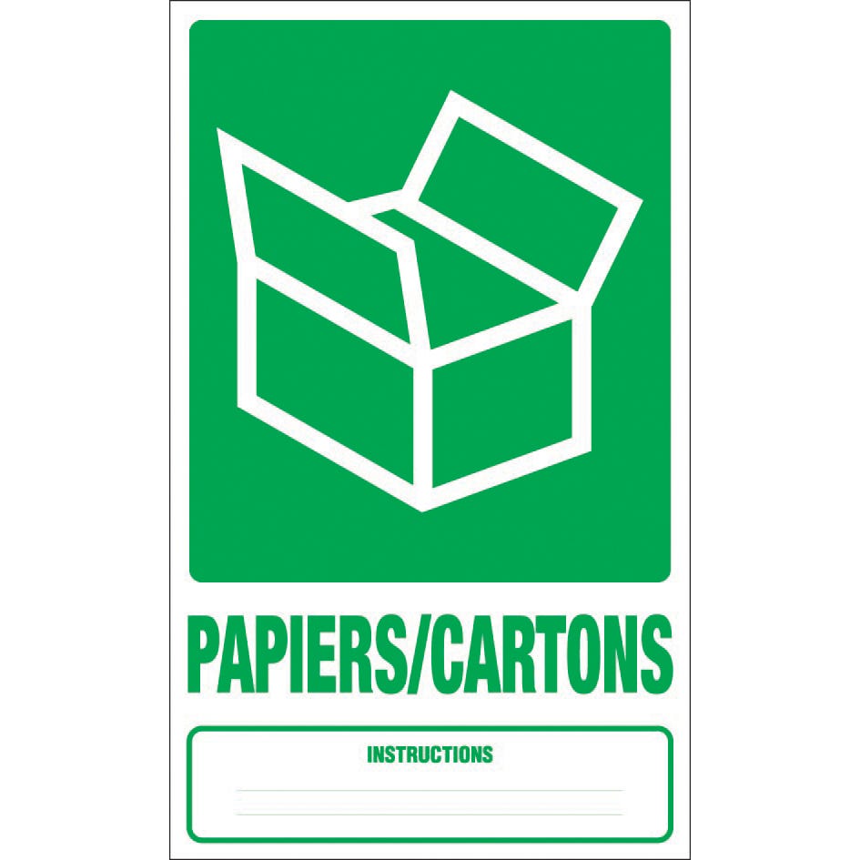 Panneau Dechets papiers / cartons - Rigide 330x200mm - 4000701 0
