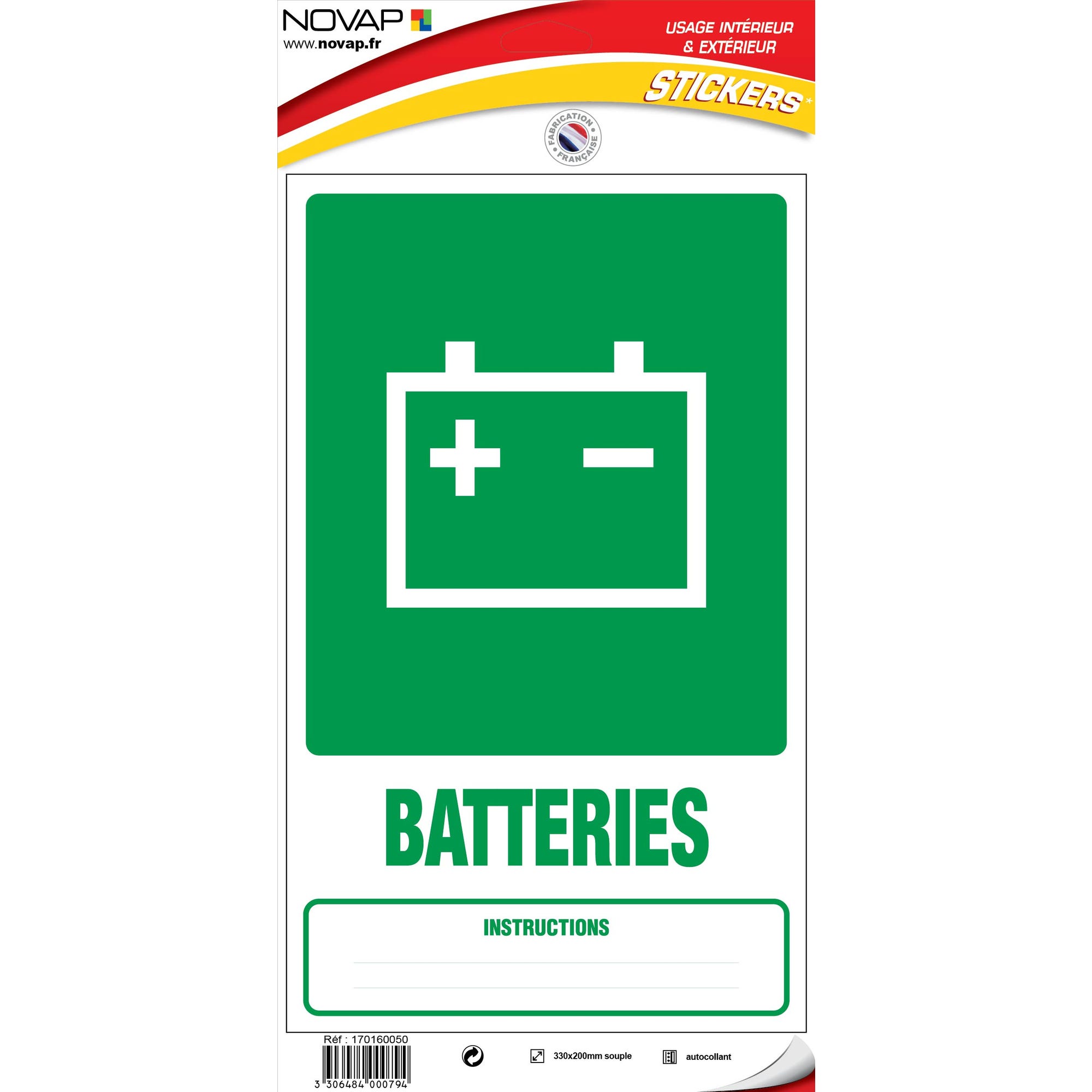 Panneau Dechets batteries - Vinyle adhésif 330x200mm - 4000794 0