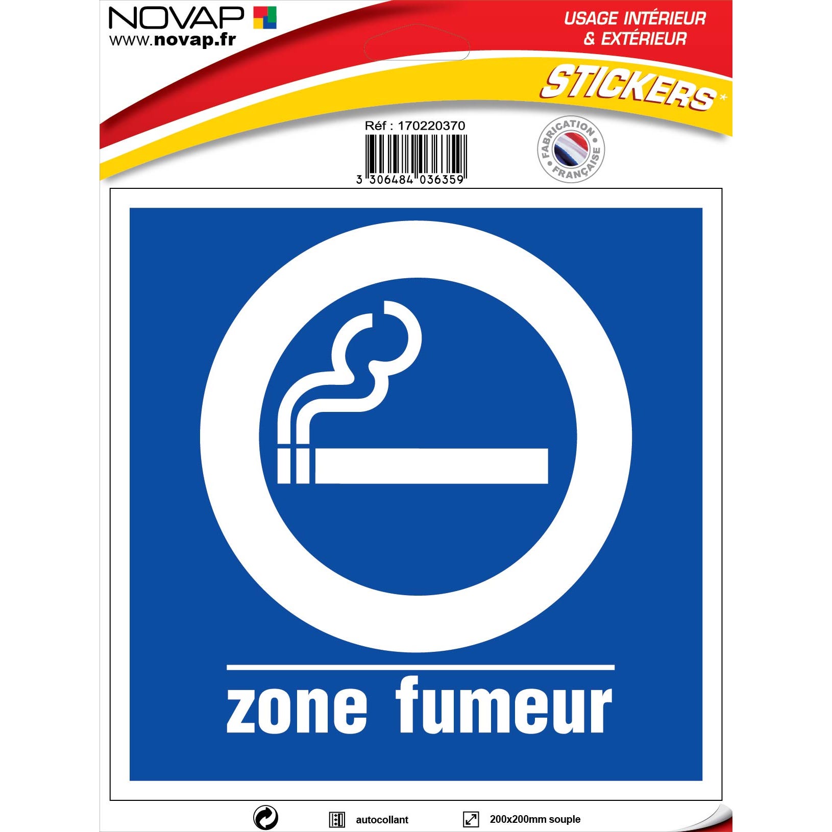 Panneau Zone fumeur - Vinyle adhésif 200x200mm - 4036359 0