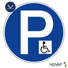 Panneau Parking réservé aux handicapés - Rétroréfléchissant Classe 1 - Ø450mm - 4083018 0