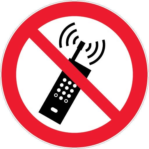 Panneau Téléphone mobile interdit - Vinyle adhésif Ø180mm - 4035734 1