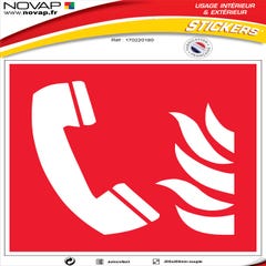 Panneau Téléphone incendie rouge - Vinyle adhésif 200x200mm - 4032405 0