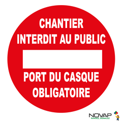 Panneau Chantier interdit au public port du casque obligatoire - Rigide Ø 180mm - 4042640 0
