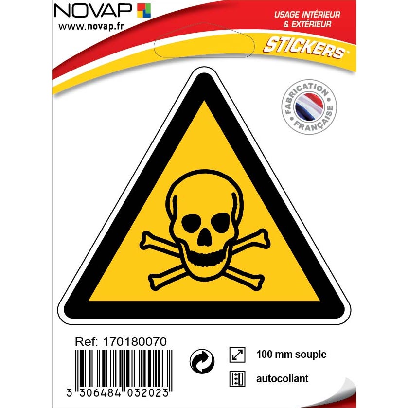 Panneau Danger matières toxiques - Adhésif Triangle 100mm - 4032023 0
