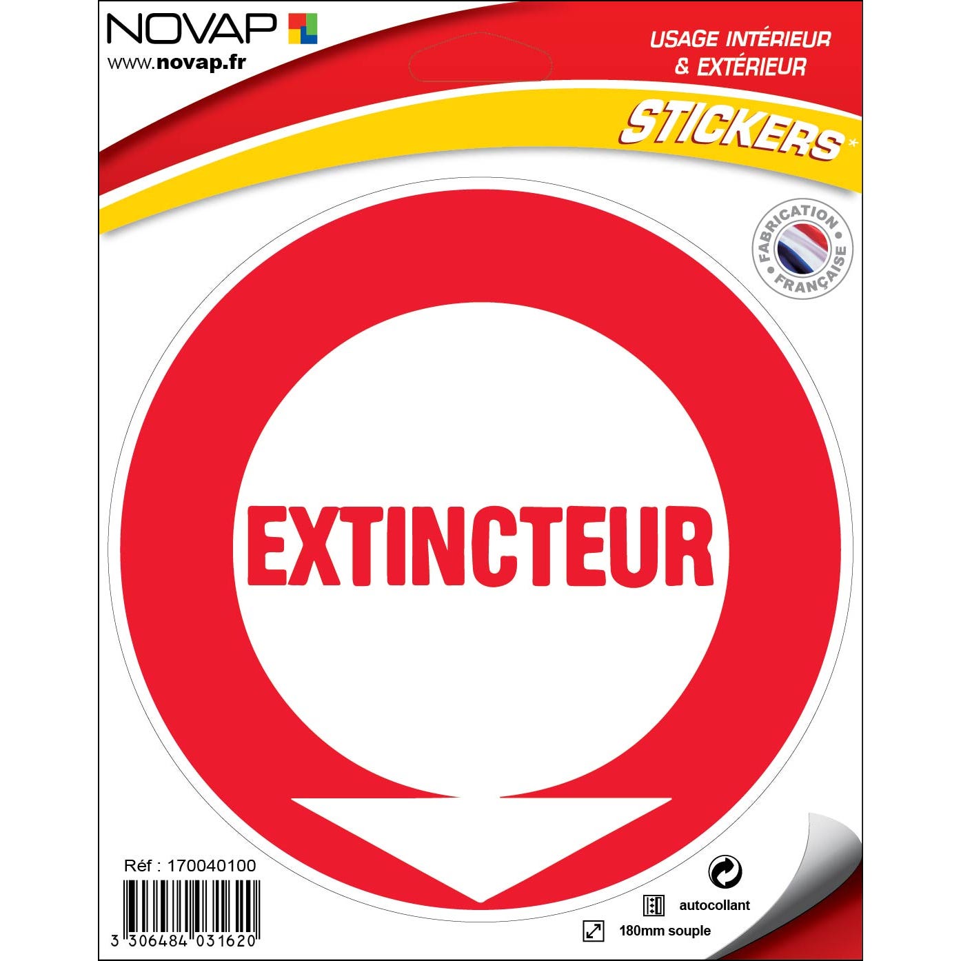 Panneau Extincteur (texte) - Vinyle adhésif Ø180mm - 4031620 0
