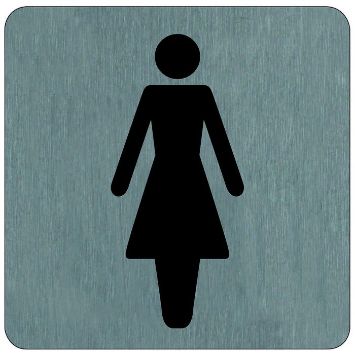 Plaque de porte Toilettes Femme - Aluminium brosse 100x100mm - 4384030 0