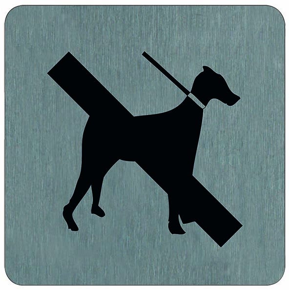 Plaque de porte Interdit aux chiens - Aluminium brosse 100x100mm - 4384184 0