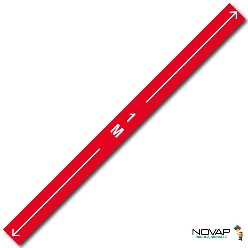 Bande 1m avec flèche - Rouge - spécial sol - 1000x70 mm - 4008141 0