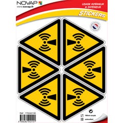 Planche 6 Stickers Triangle 100mm - Danger Radiations non ionisantes - 4242101 0