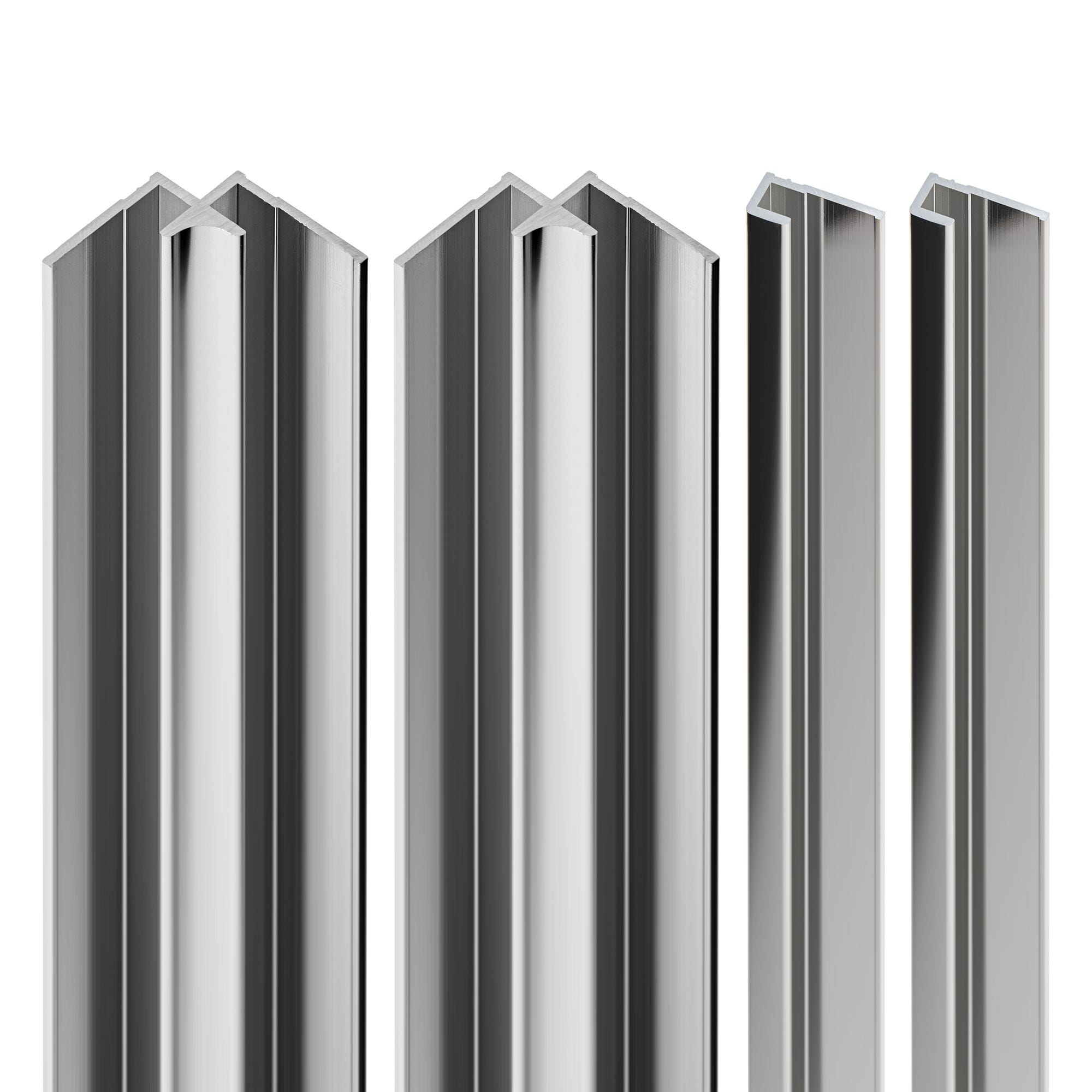 Schulte Pack de 2 profilés de finition + 2 Profilé d'angle pour panneaux muraux de douche, 210 cm, DécoDesign, Aspect chromé 0
