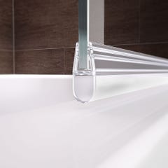 Schulte Pare-baignoire pliant, 80 x 140 cm, verre 5 mm, paroi de baignoire 1 volet Capri, écran de baignoire pivotant, Décor coquillage, profilé blanc 2