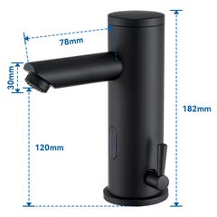 Auralum Robinet de lavabo infrarouge Noir entièrement automatique Eau Froide/Chaude Robinet mitigeur Salle de bain en Laiton Avec valve anti-retour 3