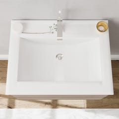 OSLO Meuble avec simple vasque encastrée - Chêne fumé largeur 60 cm + miroir 5
