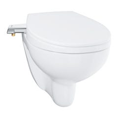 Villeroy & Boch Pack WC bâti-support + WC Bau Ceramic sans bride + Abattant lavant + Plaque blanche 1