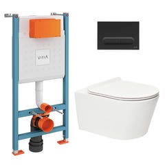 Vitra Pack WC Bâti-support V-Fix Core + WC sans bride SAT Brevis + Plaque Noir mat (V-FixBrevis-6) 4