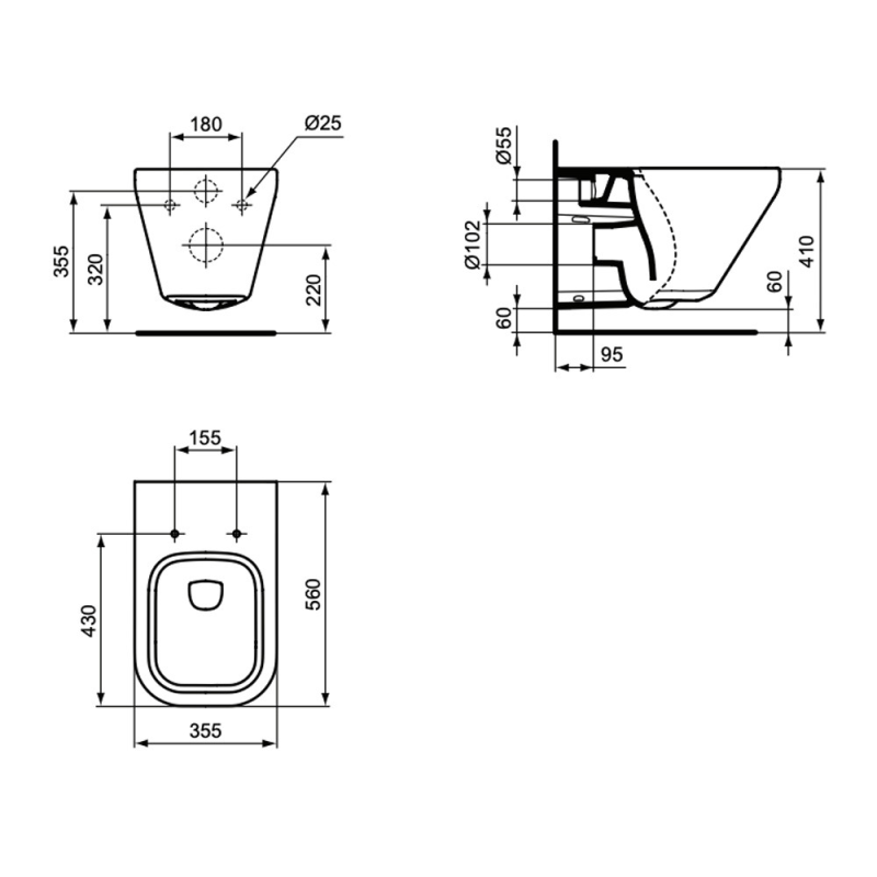Grohe Pack WC Bâti-support RAPID SL + WC sans bride Ideal Standard Tonic II, Finition IdealPlus + Plaque chrome (RapidSL-TonicII-1) 2