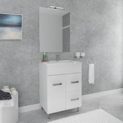 MADRID Meuble salle de bain sur pieds simple vasque Blanc largeur 60 cm + miroir 1