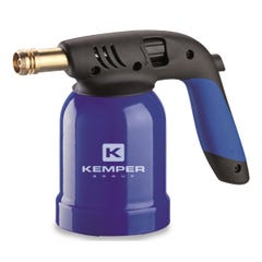 Lampe a souder gaz coque acier piezo + 6 cartouches gaz 190g avec sécurité stop gaz Kemper 1