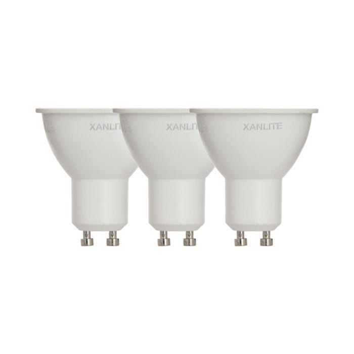 Xanlite - Lot de 3 Ampoules LED Spot, culot GU10, 345 lumens, conso. 4,5W éq. 50W, Blanc chaud - PACK21RCX345GIW 0