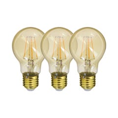 Xanlite - Lot de 3 Ampoules à filament LED A60, culot E27, 340 lumens, conso. 4W éq. 32W, Blanc chaud - PACK21RFDE400GA 0