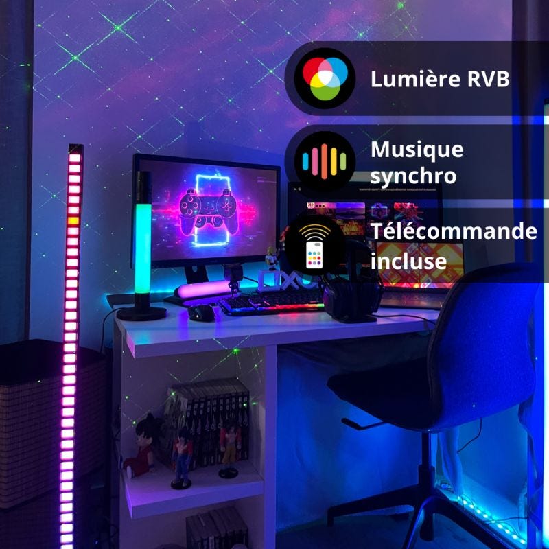 Xanlite - Lampadaire LED RVB Digital 120cm, Synchronisation sonore, filaire USB - LISRVBM 3