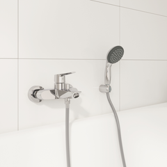 Mitigeur bain douche mécanique GROHE Quickfix Start 2021 avec flexible + support + pommeau de douche + microfibre 1