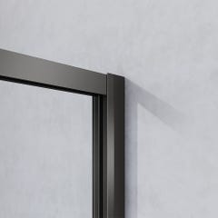 GRAND VERRE Cabine de douche 100x80x195 porte pivotante verre transparent et accessoires noirs 3