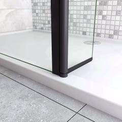 GRAND VERRE Paroi de douche avec volet pivotant 80+40 design moderne en noir mat avec barre de fixation extensible 73-120cm 4