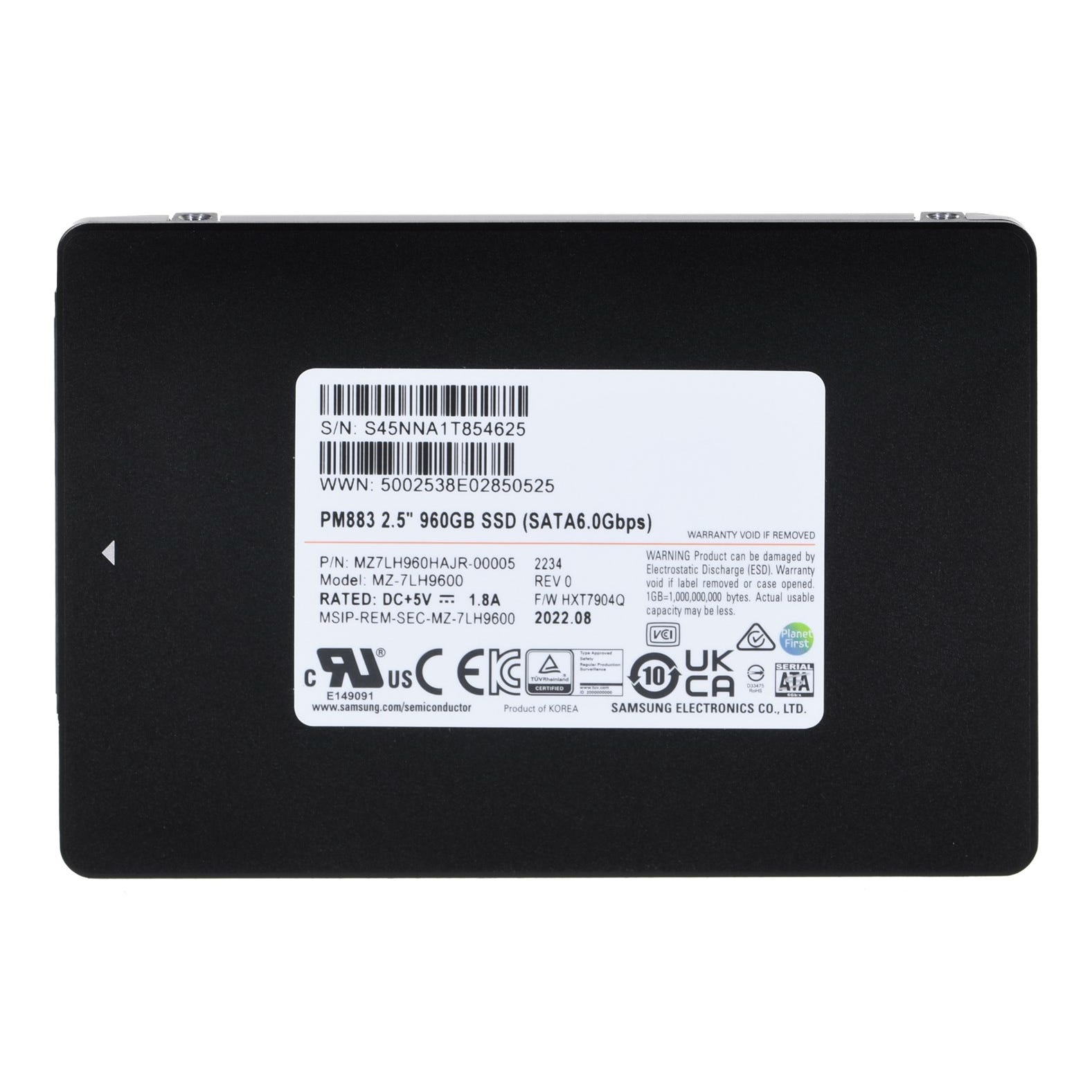 SSD Samsung PM883 960 Go SATA 2,5" MZ7LH960HAJR-00005 (DWPD 1.3) 1