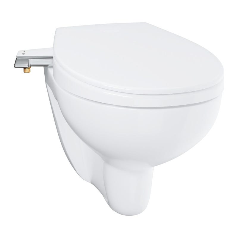 Grohe Pack WC Bâti-support Rapid SL + Cuvette Bau sans bride + Abattant japonais lavant + Plaque Chrome (RapidSL082-BauPremium-1) 1