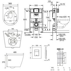 Grohe Pack WC Bâti-support Rapid SL + WC Swiss Aqua Technologies Infinitio sans bride + Plaque Noir mat (RapidSL082-Infinitio-KF0) 4