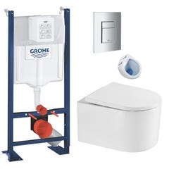 Grohe Pack WC Bâti autoportant + WC sans bride SAT + Abattant SoftClose + Plaque Chrome (ProjectDelano-1) 0