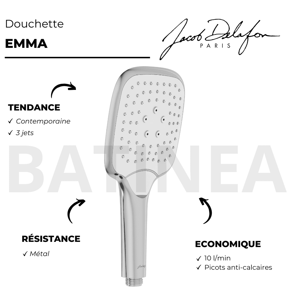 Pommeau de douche JACOB DELAFON Emma chrome + flexible 2