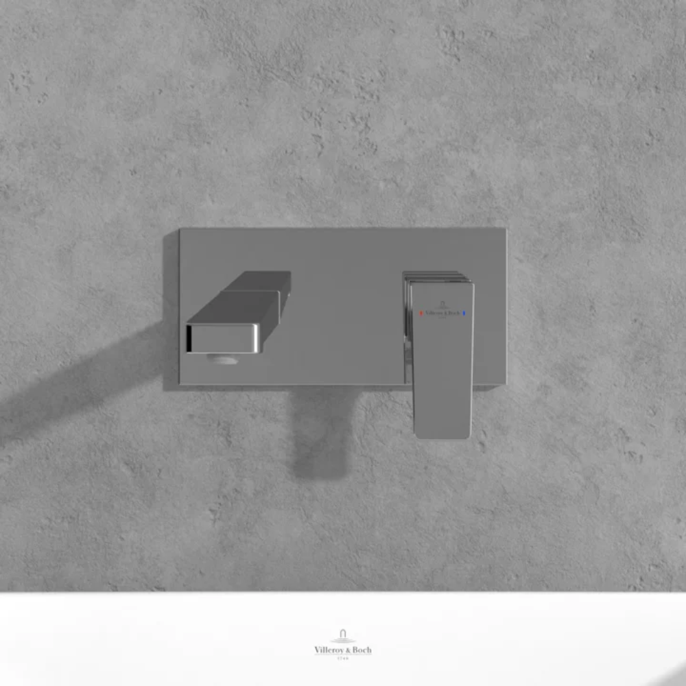 Mitigeur lavabo mural VILLEROY ET BOCH Architectura Square avec vidage Push Open Chrome + corps encastré 2