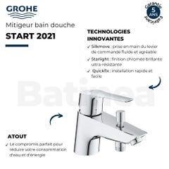 Mitigeur bain douche mécanique GROHE Quickfix Start 2021 + microfibre 2