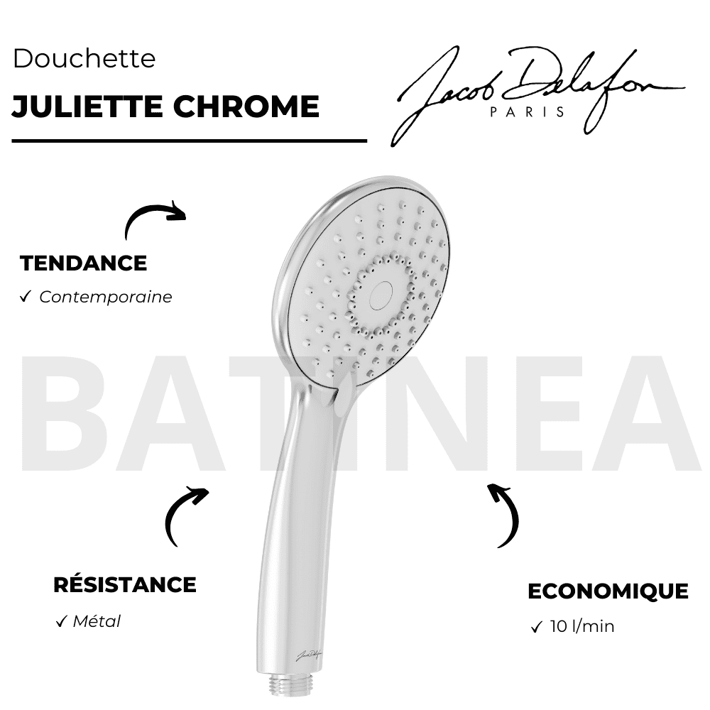 Pommeau de douche JACOB DELAFON Juliette chrome + flexible 2