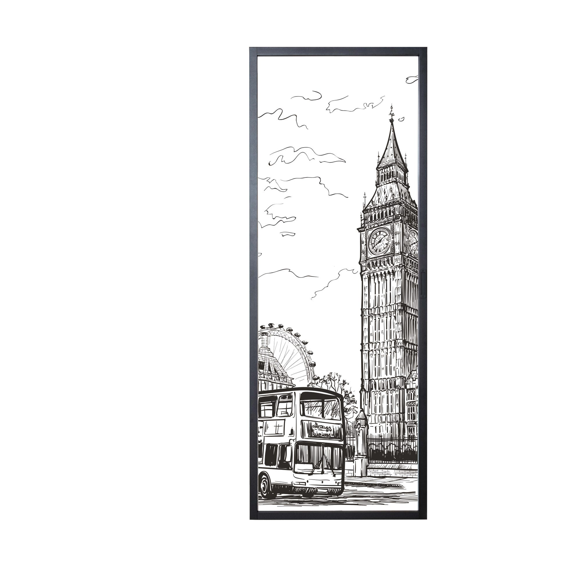 Porte coulissante LONDRES 204 x 83 - Noir sablé - Rail Indus 2