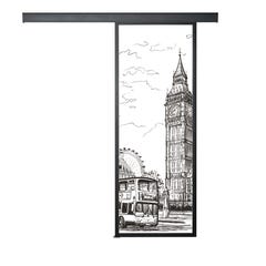 Porte coulissante LONDRES 204 x 83 - Noir sablé - Rail Indus 1