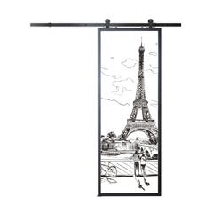 Porte coulissante PARIS 204 x 83 - Noir sablé - Rail Grange 1