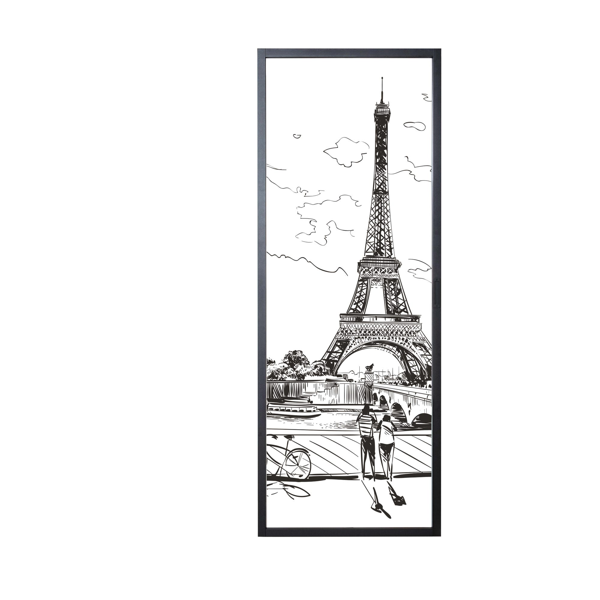 Porte coulissante PARIS 204 x 83 - Noir sablé - Rail Indus 2