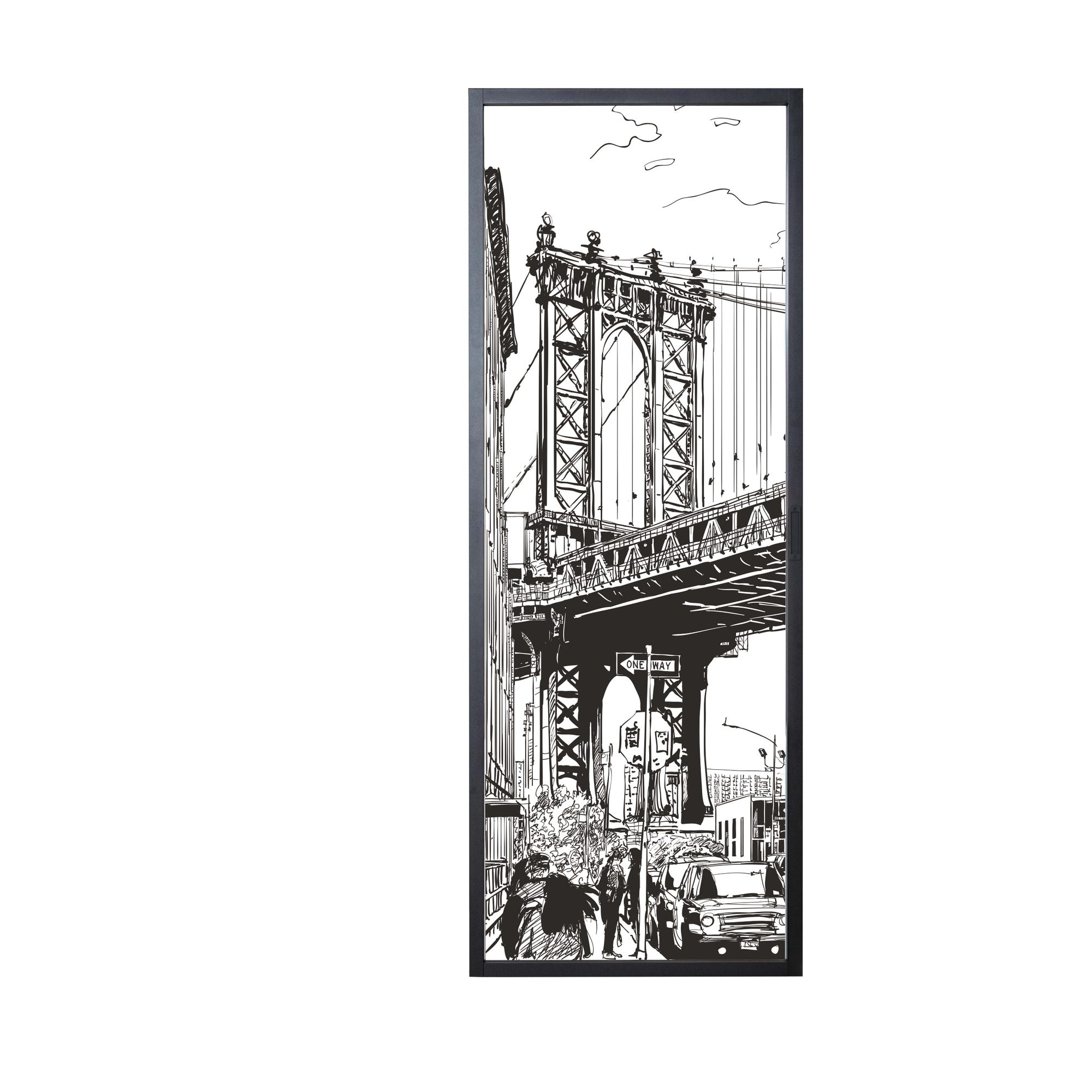 Porte coulissante <b>NEW YORK</b> 204 x 83 - Noir sablé - Rail Indus 2