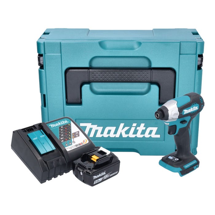 Makita DTD 157 RT1J Clé à choc sans fil 18 V 140 Nm 1/4'' Brushless + 1x batterie 5,0 Ah + chargeur + Makpac 0